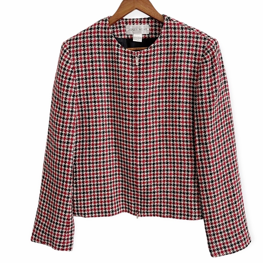 Vintage Jones Wear Classic Houndstooth Blazer Size 6